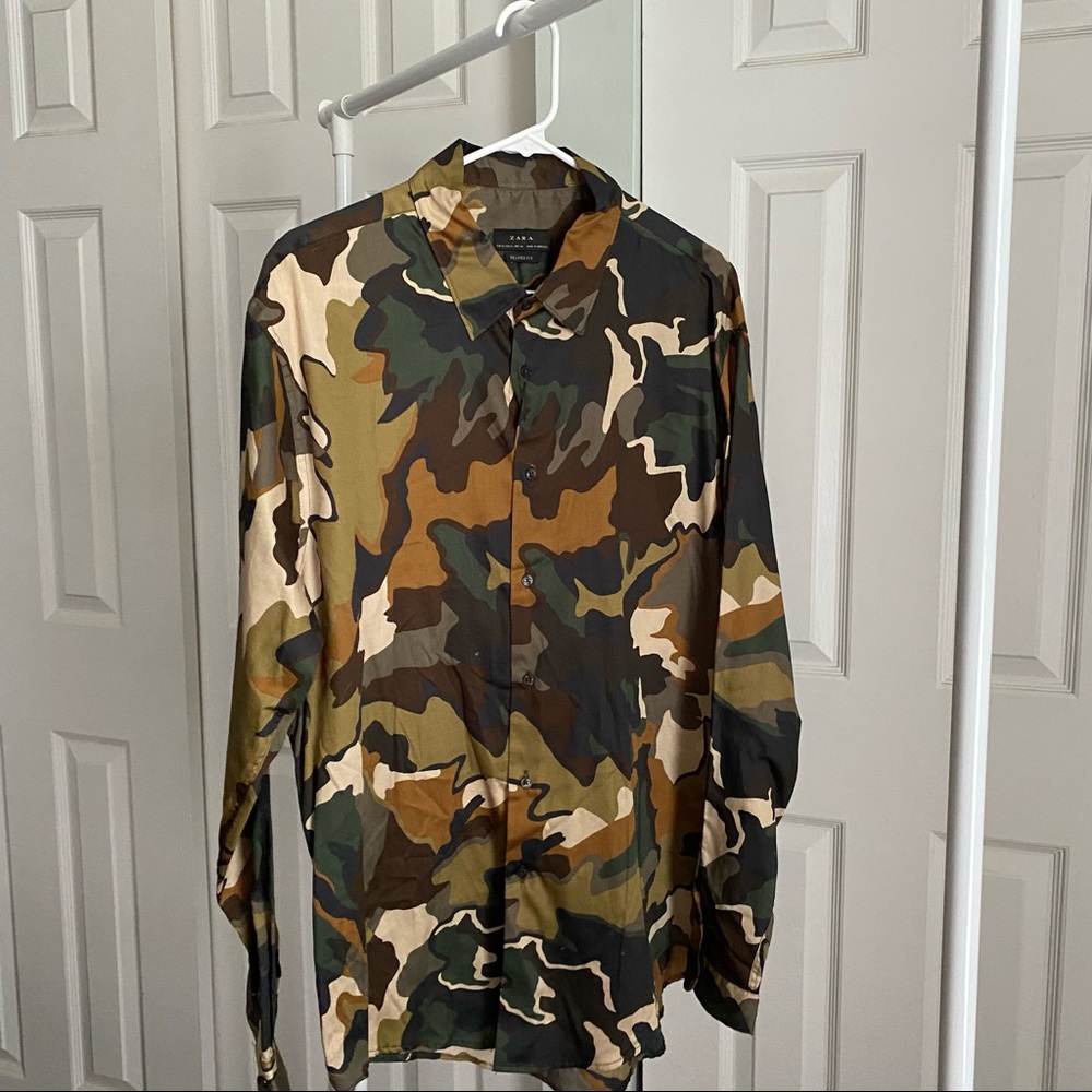 Zara Camo Print Button Down